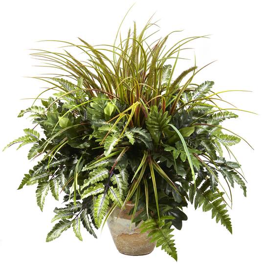 2ft. Mixed Greens & Grass in Ceramic Planter